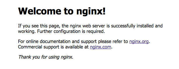 The welcome page confirms that your NGINX reverse proxy and web server is up and running