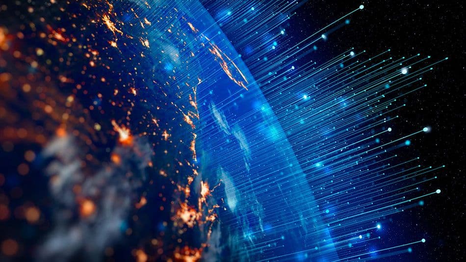 earth with abstract lines